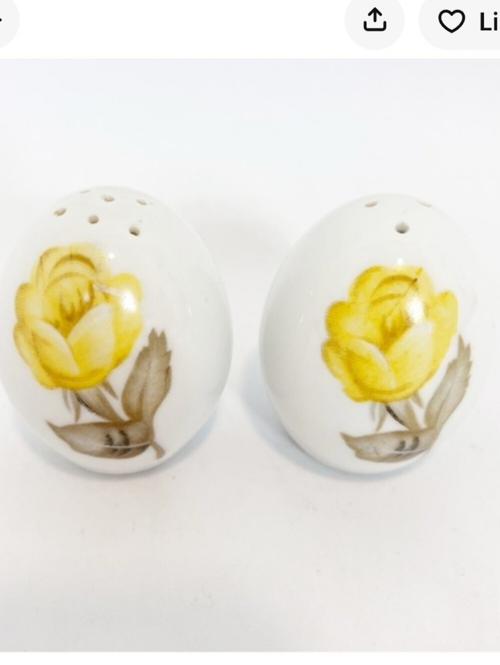 Sango Yellow Rose Ceramic Salt & Pepper Shakers